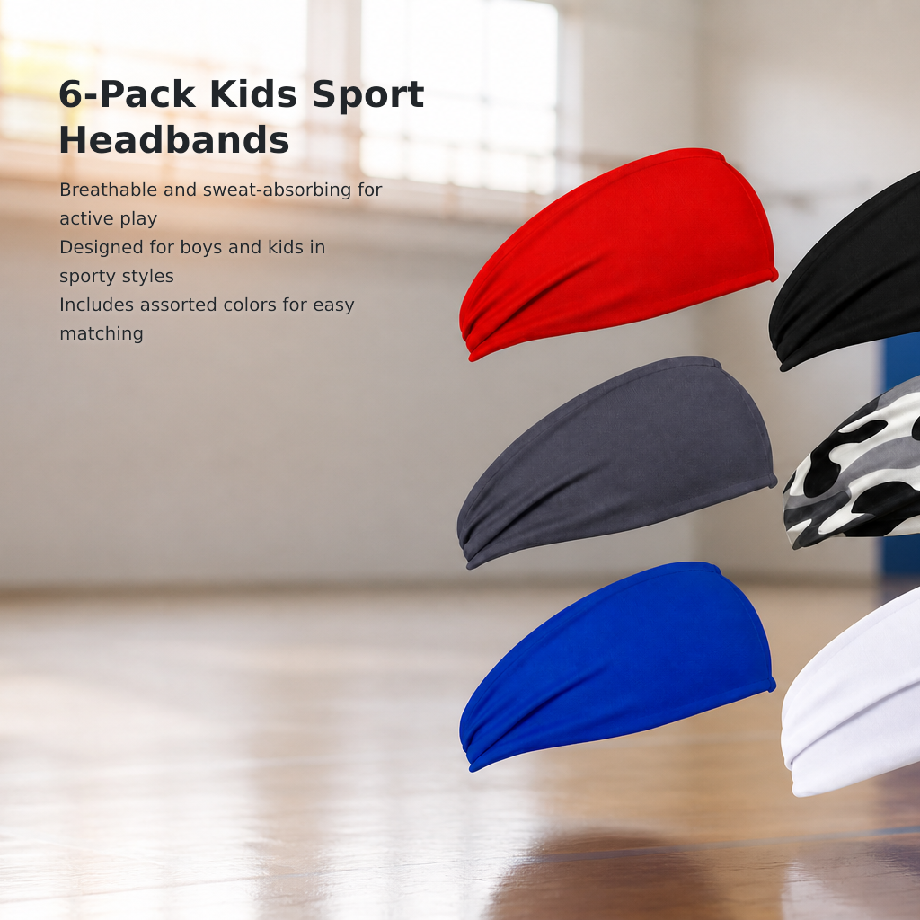 6-Pack Kids’ Sports Sweatbands